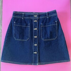 POPSUGAR Dark Blue Denim A-Line Skirt